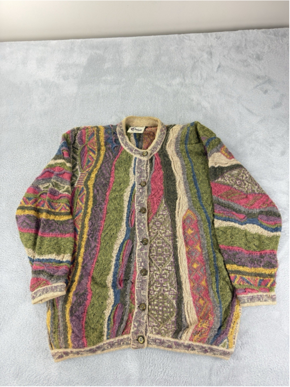 Vintage Coogi Men's Size Small 60% Cotton 40% Linen Button Up Cardigan Sweater - Picture 9 of 15